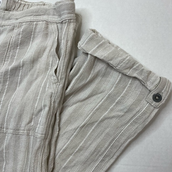 DASH Oatmeal Stripes Linen Blend Straight Leg Carpenter Utility Pants - Picture 4 of 4